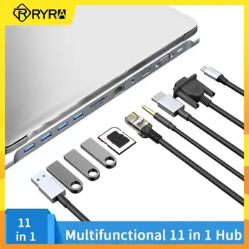 RYRA 11 В 1 USB-C док-станция-концентратор, совместимый с HDMI, USB 3,0, Разветвитель, Многопортовый адаптер RJ45 SD/TF, VGA, PD Для Ноутбука MacBook