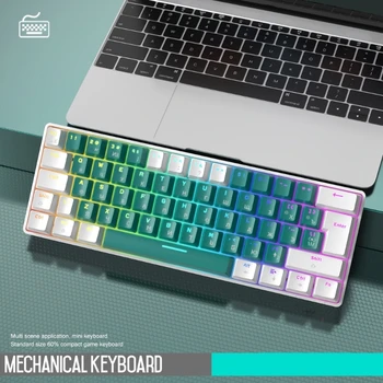 Русская механическая клавиатура T60 с 62 клавишами, 60% Маленькая игровая клавиатура, RGB-подсветка