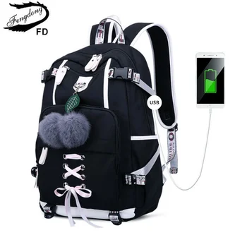 Fengdong корейский стиль, школьный рюкзак для девочек-подростков, черный, белый, студенческий рюкзак для девочек, школьный рюкзак, милая сумка для книг