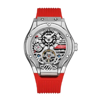 HANBORO новый часовой бренд, ограниченная серия Полностью автоматических механических мужских часов с маховиком, светящиеся модные мужские часы Reloj Hombre