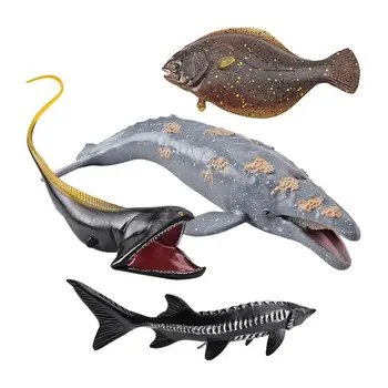 Украшения для моделей морских животных, игрушки для детей, Реалистичные фигурки морских существ, 4 шт., Семейные Интерактивные игрушки