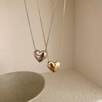 Ожерелье с подвеской в виде сердца Любви Для женщин, мужчин, Индивидуальность, Простой Дизайн, Колье на тонкой цепочке, Ожерелья, Ювелирные изделия