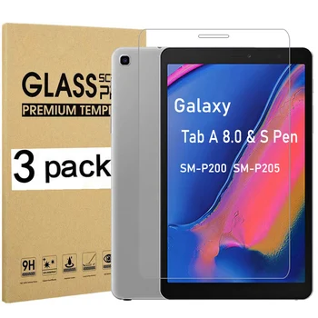 (3 упаковки) Закаленное стекло для Samsung Galaxy Tab A 8.0 и S Pen 2019 SM-P200 SM-P205 P200 P205 Защитная пленка для экрана планшета
