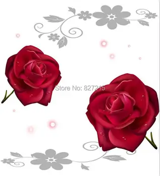 Потолочная пленка ПВХ R-2828 Красная роза / Красная роза с белой окантовкой / для отделки стен