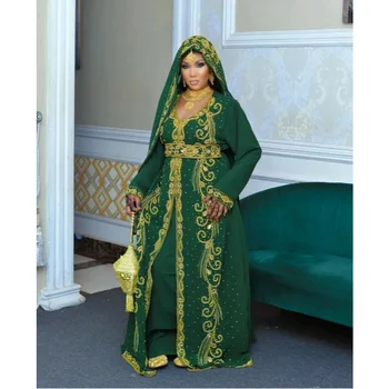 Зеленое Королевское свадебное платье в этническом стиле Фараша Абайя Рамадан в Дубае, Марокко