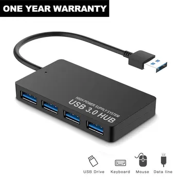 Черный ультратонкий 4-портовый концентратор USB 3.0 С высокоскоростным световым индикатором USB-концентратор для ноутбука с несколькими устройствами