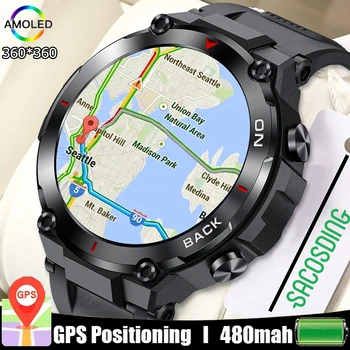 2023 Военные GPS Смарт-часы Мужские AMOLED 360 *360 HD Экран Частота сердечных сокращений Водонепроницаемые Смарт-часы Применимы Для Xiaomi Huawei