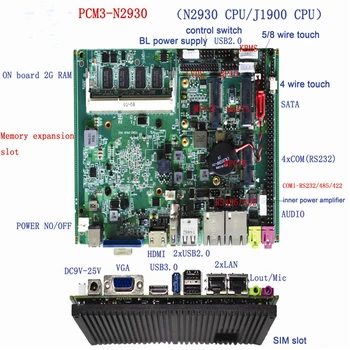 Четырехъядерный процессор Intel Celeron Промышленная основная плата N2930 J1900 12 В постоянного тока Безвентиляторная материнская плата LVDS