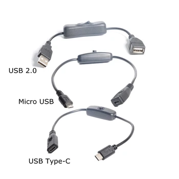 USB-кабель 25 см USB Type C, USB-C & Micro usb & USB 2.0 A, удлинитель для мужчин и женщин с переключателем включения / выключения для Raspberry Pi 4