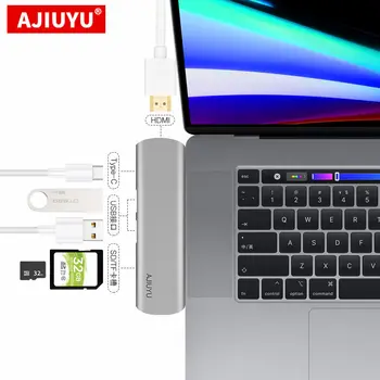 AJIYUU Type C КОНЦЕНТРАТОР USB C для Мульти USB3.0 HDMI Адаптер Док-станция Для Huawei MateBook 13 16 X Pro E Портативный ПК Type-c 3,1 6 в 1 Порт