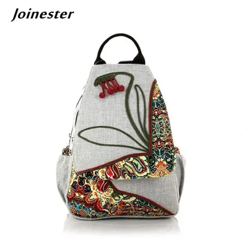 Этнические рюкзаки ручной вязки для женщин рюкзак женский Повседневные дорожные сумки с цветочным рисунком для девочек, Винтажный школьный рюкзак, Женские Рюкзаки