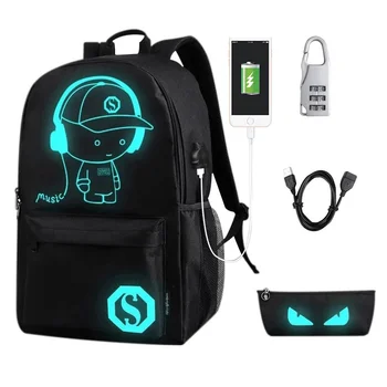 USB зарядка музыка светящийся 2023 новый школьный рюкзак унисекс для подростков рюкзак в школьную сумку Студенческая сумка для книг для мальчиков и девочек