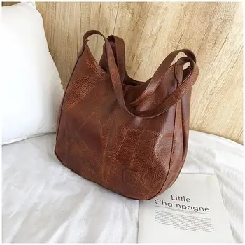 Винтажная женская сумка-тоут, сумка через плечо из мягкой кожи, сумка большой емкости