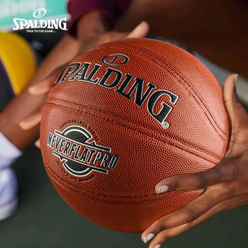Баскетбольный мяч Spalding NEVERFLAT PRO 76-961Y для игры в баскетбол в помещении и на открытом воздухе из полиуретана, Размер баскетбольного мяча 7