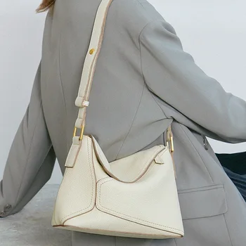 Женская сумка из натуральной коровьей кожи, сумка через плечо, дизайнерский шитье, женская минималистичная сумка для подмышек 7113-D