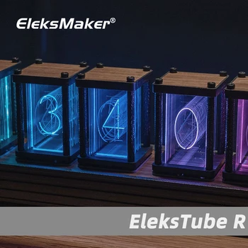 EleksMaker, Цифровые часы Nixie, Украшение домашнего стола, Светодиодная RGB Подсветка, Ретро Электронный декор, Настольный деревянный DIY EleksTube R