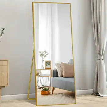 Зеркало в полный рост, прямоугольное напольное зеркало для корпуса, золотое