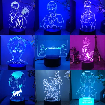 Haikyuu Хината Шойо Кенма 3d светодиодный светильник для спальни манга ночные светильники аниме фигурка аватара декор комнаты Украшение милый подарок