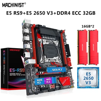MACHINIST RS9 X99 Комплект материнской платы Xeon E5 2650 V3 Процессор LGA 2011-3 Процессор 2шт 16G DDR4 ECC оперативная память NVME M.2 SATA WIFI
