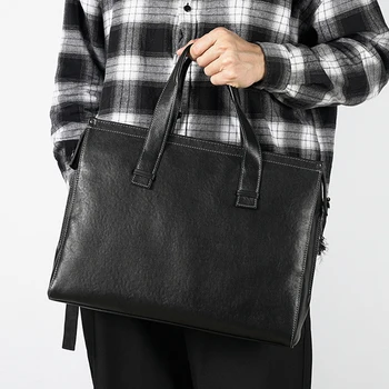 Нишевая мужская сумка из кожи AETOO для поездок на работу из кожи растительного дубления, поперечная версия, модный портфель, деловой повседневный компьютер
