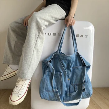 2023 Новая джинсовая сумка в стиле Харадзюку, женские сумки, сумка через плечо большой емкости, Женская корейская версия, сумка-мессенджер для девочек