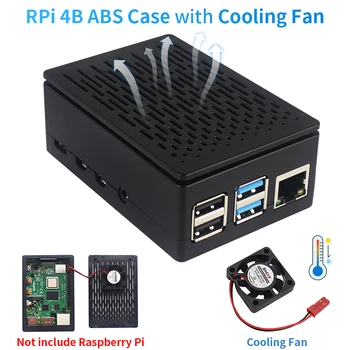 Raspberry Pi 4 Модель B ABS корпус Решетчатая охлаждающая оболочка с охлаждающим вентилятором Черный Прозрачный пластиковый корпус для Raspberry Pi 4