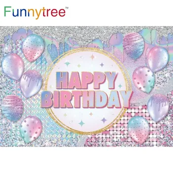 Funnytree Радужный Единорог Фон для Вечеринки по случаю Дня рождения, Блестящий баннер для душа ребенка, Воздушные шары, Декор в виде граффити, фон для фотосессии