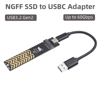 NGFF SSD к адаптеру USB Type C 6 Гбит/с USB3.2 Gen2 USBC, Преобразующему SSD В USB флэш-накопитель, Отводящий тепло для Raspberry Pi 4