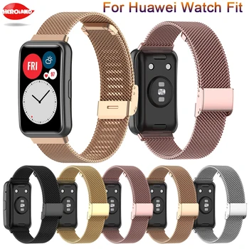 Ремешок-браслет Для Huawei Watch Fit SmartWatch С Сетчатым Ремешком Из нержавеющей Стали, Сменный Ремешок Для Huawei Watch Fit Bracelet Correa