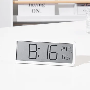 Цифровые настенные часы с ЖК-экраном, отображение времени, температуры, влажности, Электронные часы, подвесные настольные цифровые часы с питанием от батареи