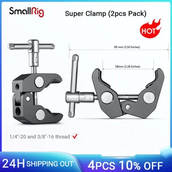 SmallRig Super Clamp с резьбой 1/4 и 3/8, 2 шт. в упаковке для стержней 15 мм-44 мм, камер, фонарей, зонтов, крючков, полок, зажима для камеры