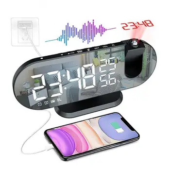 Fm-радио Светодиодный Цифровой будильник Настольные Часы с функцией повтора на 180 ° С проектором Настольные Часы Электронные N0i5