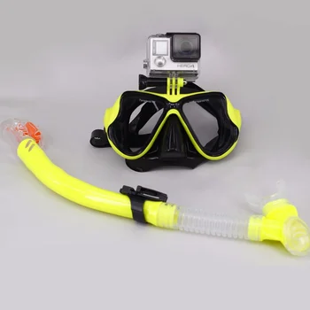 Профессиональная маска для подводного плавания и трубка для подводного плавания с закаленным Объективом, Камера Gopro, Маска для подводного плавания с сухим Верхом, Снаряжение для подводного плавания, Снаряжение для водных видов спорта