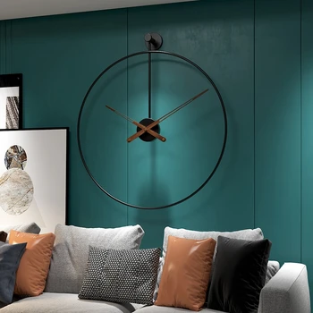 Современный Дизайн Настенных Часов Стрелки Круглые Металлические Настенные часы на батарейках Минималистичный Декор Nordic Horloge Murale Украшение комнаты