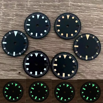 29 мм Винтажный циферблат часов с зеленым светящимся циферблатом GMT, модификация часов, Аксессуары для механизма NH34