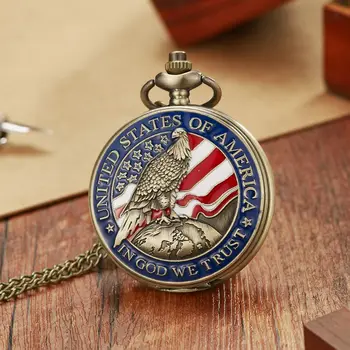 Карманные часы США Мужские Классические Карманные часы дизайна President Torch Eagle Liberty Женские Винтажные Кварцевые Часы с арабским циферблатом