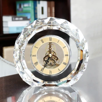 Современные круглые Бесшумные настольные часы из прозрачного хрусталя С кварцевым механизмом цвета: золотистый, серебристый Для Украшения рабочего стола в домашнем Офисе, Роскошные подарки