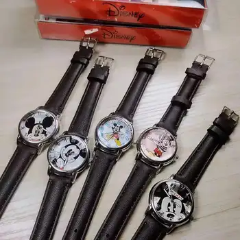 Модные часы Disney с Микки из мультфильма, Детские часы для мальчиков и девочек, студенческие кварцевые часы, креативные подарки, подарки на день рождения
