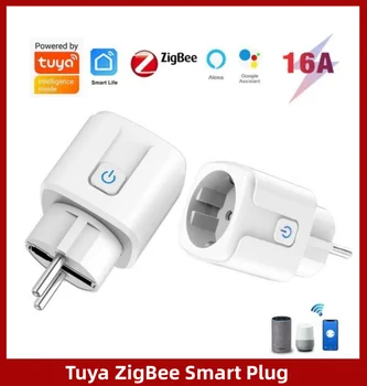 Tuya ZigBee Smart Plug EU BR 16A Адаптер Монитор Питания Таймер Розетка Приложение Дистанционное Управление Приложение Tuya для Alexa Google Home Assistant