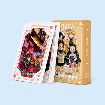 Demon Slayer Sanrio Genshin Impact Покер Игральные Карты Настольные Игры Аниме Для Детей Детские Игрушки Колода Карт Манга Дзюдзюцу Кайсен