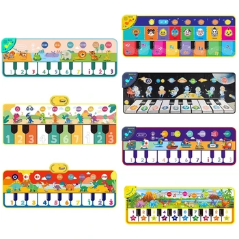 Детский музыкальный коврик с 10 песнями, музыкальная игрушка, напольная клавиатура для фортепиано, одеяло, коврик для игр