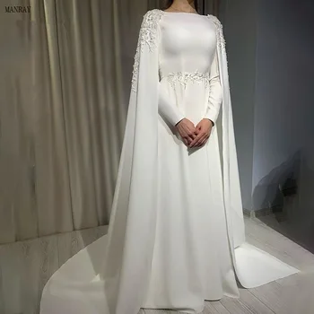 MANRAY Элегантное мусульманское свадебное платье с длинным рукавом, Свадебное гражданское бальное платье С цветочным принтом, Кружево на заказ, Vestidos De Novia
