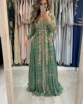 платье Moroccan Kaftan Formal Evening Dresses Lace Appliques Arabic Muslim Special Occasion Dresses платье для свадебной вечери