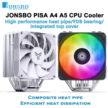 JONSBO PISA A4 A5 Черный/Белый 5 Тепловых Труб Башенный Процессорный Кулер 3PIN ARGB Тихий Вентилятор С Воздушным Охлаждением Для LGA1700 115X 1200 AM4 AM5