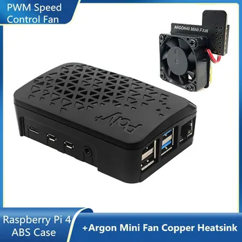 Argon POLY + Raspberry Pi 4 Модель B Вентилируемый корпус из АБС-пластика Черный Корпус с ШИМ-Регулятором скорости Вентилятора, Медный Радиатор для Raspberry Pi 4