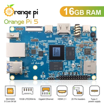 Orange Pi 5 16GB RK3588S, Внешний модуль PCIE WiFi + BT, Одноплатный компьютер SSD Gigabit Ethernet, Работающий под управлением ОС Android Debian