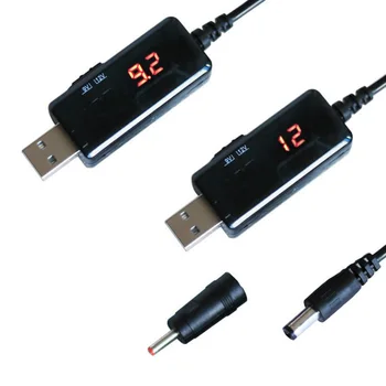 USB к DC 5,5x2,1 мм 2,5 мм 3,5 мм x 1,5 мм x 35 мм Кабель Питания для маршрутизатора от 5 В до 9 В/12 В Регулируемое Напряжение Светодиодный дисплей Шнур переключения W1