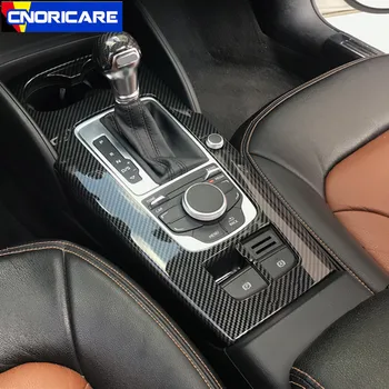 Цветная Наклейка для украшения панели переключения передач Центральной консоли автомобиля из Углеродного волокна Для Audi A3 8V 2014-18 LHD ABS Для оформления интерьера