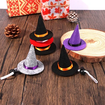 Мини-шляпа ведьмы, кукольный колпак, головной убор, кукольный домик, домашний декор для вечеринки в честь Хэллоуина, декор для бутылки вина