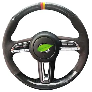 Сшитая вручную Черная Замшевая Крышка Рулевого колеса Автомобиля из Углеродного волокна Для Mazda 3 Axela 2019 2020 CX-30 MX-30 2020